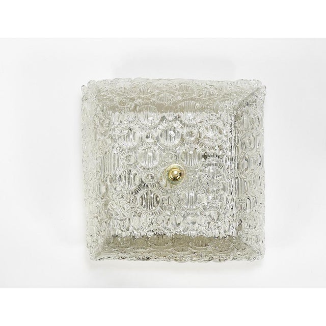 Square Brass and Textured Glass Ceiling Light by J. T. Kalmar for Kalmar, 1950s For Sale - Image 14 of 18