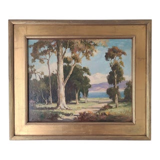 Vintage Plein Air Oil Painting 1950s California Bay Area Coastal Scene For Sale