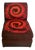 Italian Brown Lounge Chairs with Orange Red Spiral Motifs, 1970s, Set of 4 For Sale