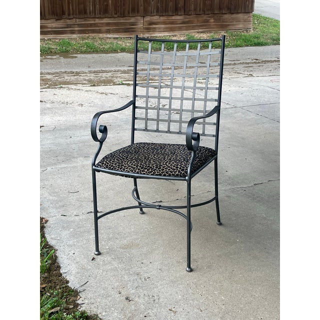 4 Lattice Back Iron Chairs For Sale - Image 4 of 5
