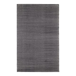 Dash & Albert by Annie Selke Herringbone Black/Ivory Indoor/Outdoor Rug, 2' x 3' For Sale