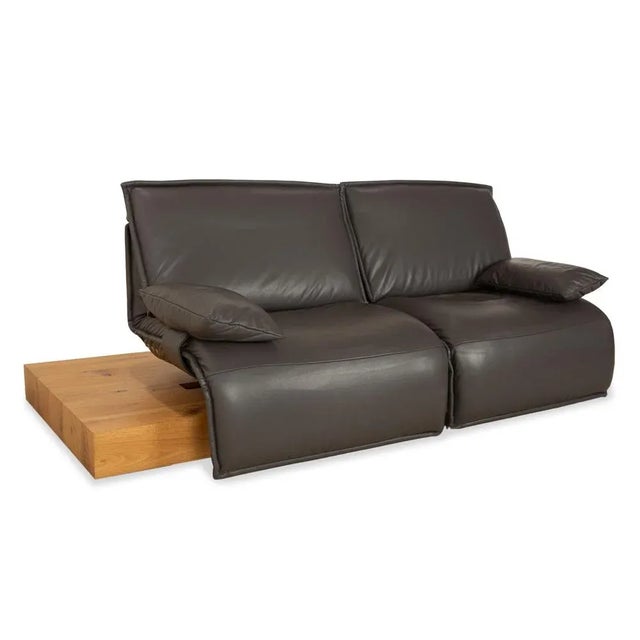 Modern Free Motion 2-Seater Sofa in Dark Grey Leather from Koinor For Sale - Image 3 of 18