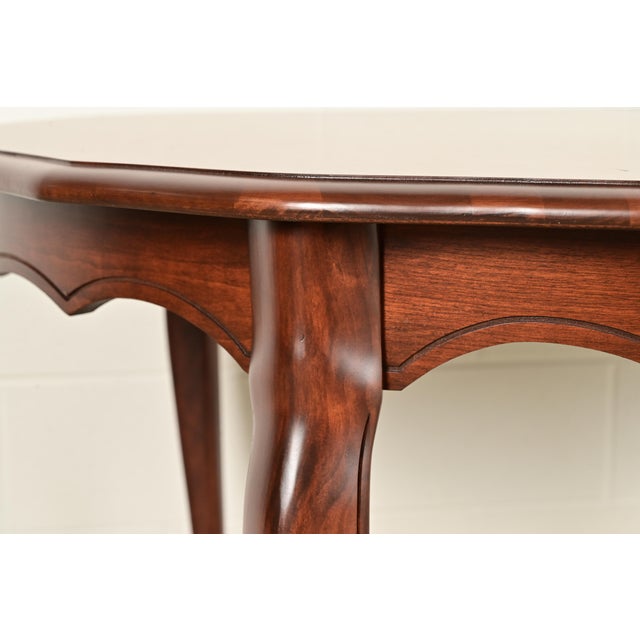 Kindel Furniture French Provincial Louis XV Carved Cherry Wood Extension Dining Table, Newly Refinished For Sale - Image 12 of 16