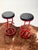 1980s Pair of Post Modern Bar Stools in Red & Black For Sale In Saint Louis - Image 6 of 9