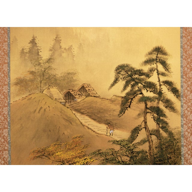 "Four Seasons", 1960s Showa Era Japanese Painted Silk Byobu Screen For Sale - Image 9 of 18