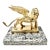 Vintage Brass Winged Lion Sculpture on Marble Base For Sale