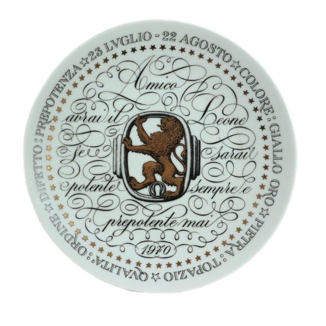 Ceramic Piero Fornasetti Zodiac Plates for Perugia, Complete Set of Twelve, Serie Zodiaci For Sale - Image 7 of 13