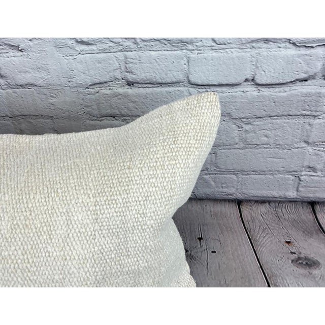Turkish 16 x 24 Hemp Pillow Turkish Cushion Natural White Pillow Cushion Cover For Sale - Image 3 of 4