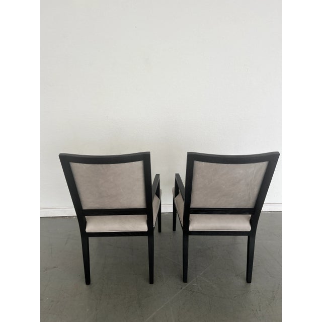 Gray Restoration Hardware French Contemporary Leather Armchairs - Set of 2 For Sale - Image 8 of 9