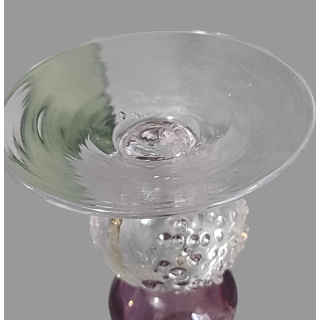 Mid 20th Century Vintage Boho-Chic Art Glass Multicolored Cordial Glasses Ice Ball Base- Set of 4 For Sale - Image 5 of 6