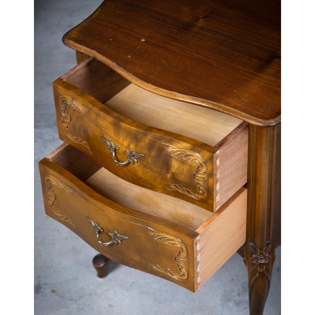 French Louis XV Style Bedside Tables, 20th Century, Set of 2 For Sale - Image 6 of 11