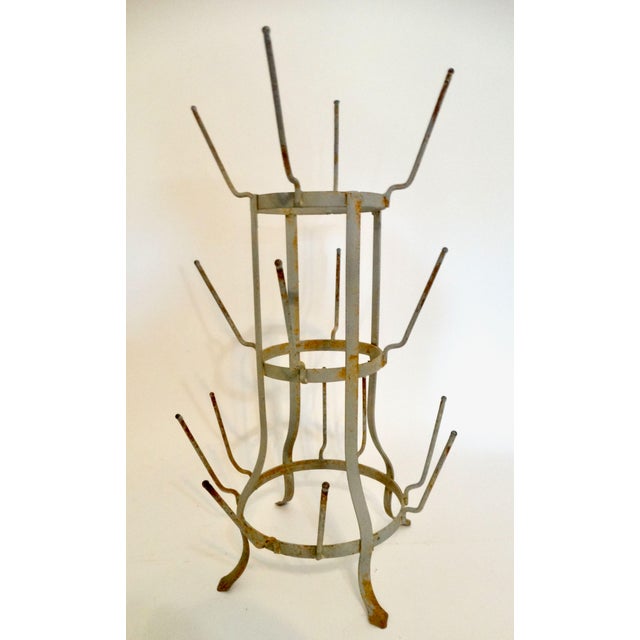 Farmhouse Antique Zinc French Wine Bottle Drying Rack For Sale - Image 3 of 5