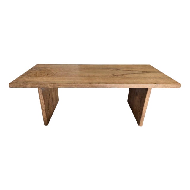 Large Teak Wood Table, Natural Finish, Hand-Crafted Modern Organic For Sale