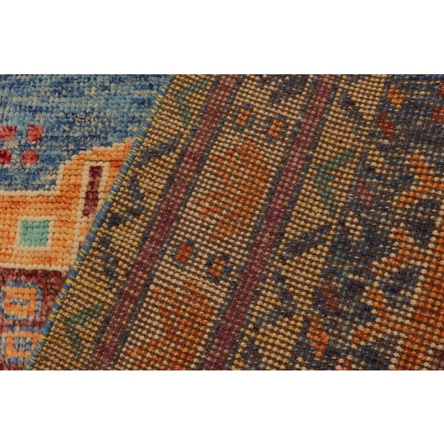 Rustic Balochi Blue/Beige Wool Rug - 3'11''x6'0'' For Sale - Image 9 of 10