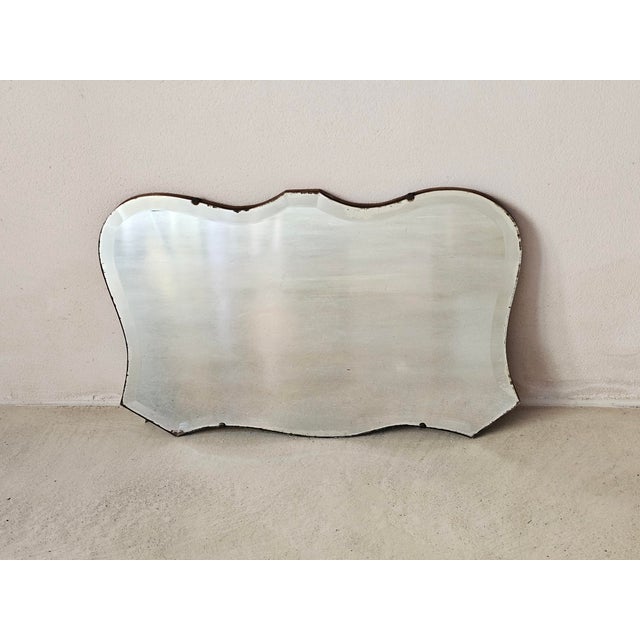 Brown Vintage Beveled Glass Mirror on Wooden Base with Hanging Chain, 1930s For Sale - Image 8 of 8