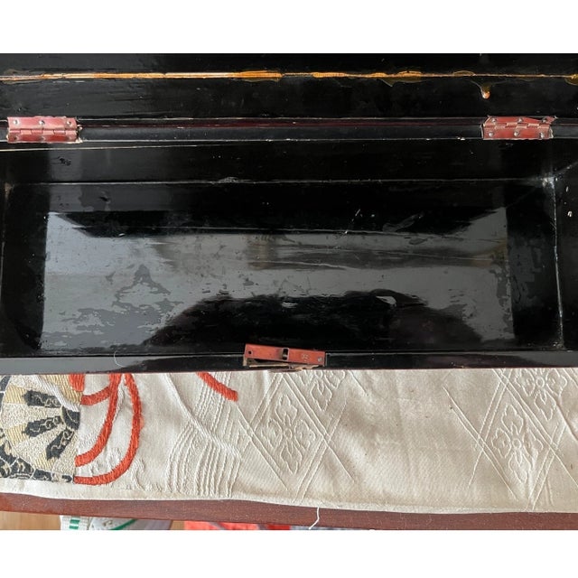 Japanese Antique 14" Japanese Meiji Maki-e Lacquer Fubako Document Box Bird & Blossoms For Sale - Image 3 of 10