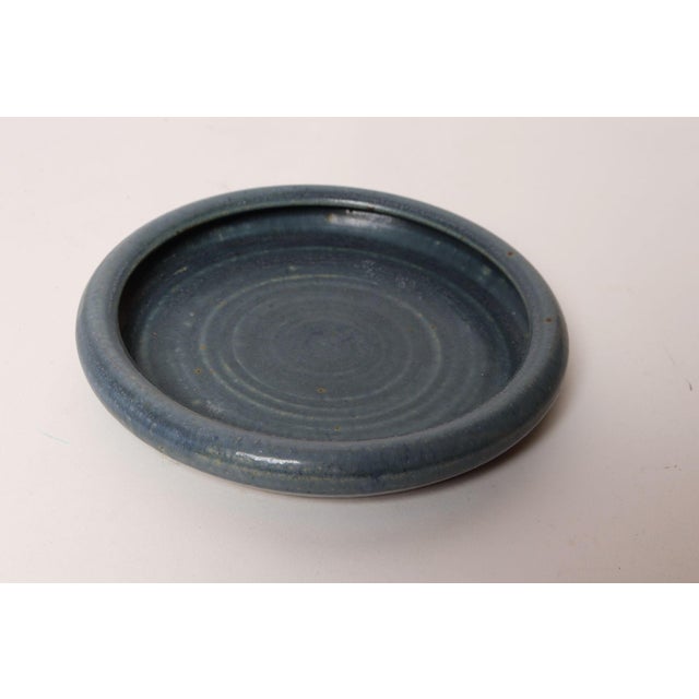 Vintage Green and Blue Incised Ceramic Planter With Saucer by Deanna Nichols For Sale - Image 16 of 18