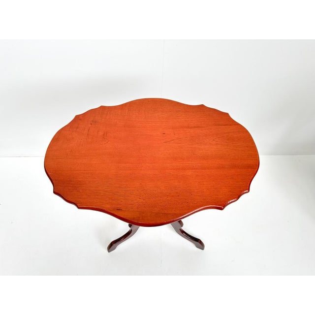 Antique Mahogany Tripod Table: Scalloped Edge Wine Table, 1890s For Sale - Image 11 of 12