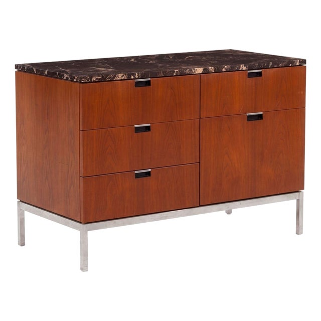 Florence Knoll Teak and Marble Credenza, 1965c. For Sale