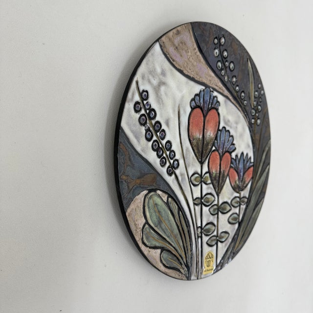 Handmade Ceramic Floral Wall Plate from Ruscha, Germany, 1970s For Sale - Image 11 of 17