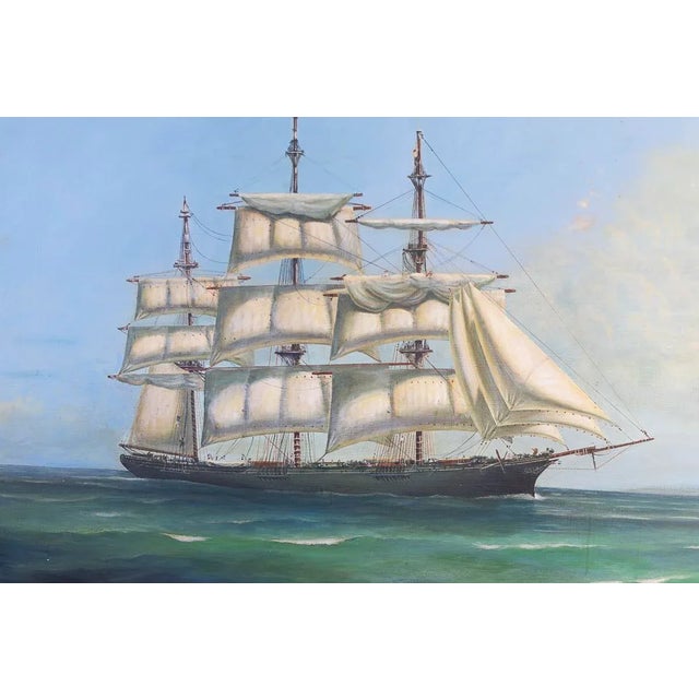 Vintage Nautical Ship Painting, 1978 — Oil on Masonite Board, 30x40 For Sale