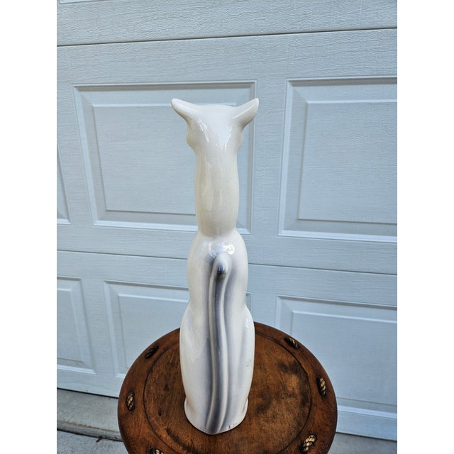 Tall Mid-Century Modern Gray and White Cat For Sale - Image 4 of 14