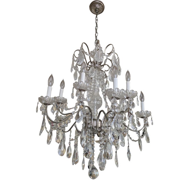 1900s Schonbek Silver Crystal Chandelier For Sale