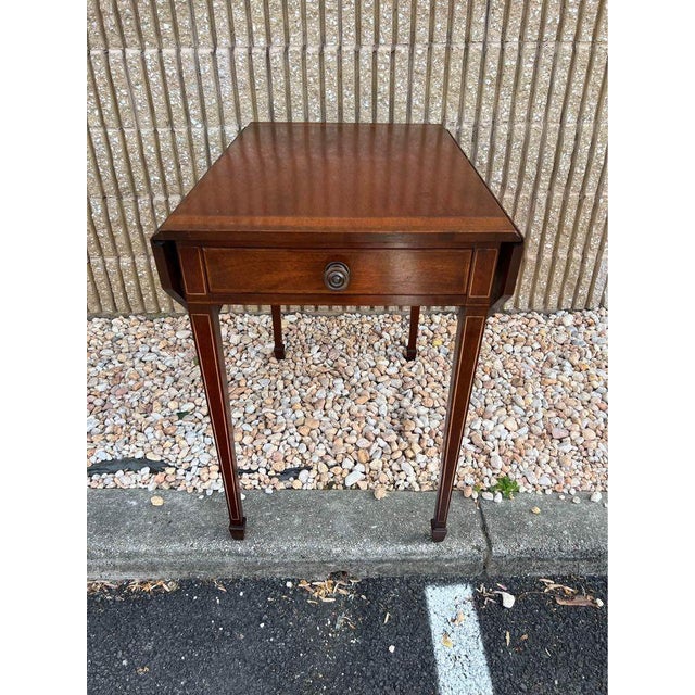 Brown George III Style Inlaid Mahogany Pembroke Table For Sale - Image 8 of 8