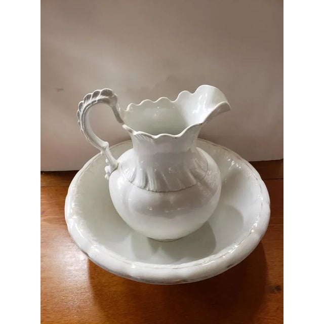American Late 20th Century Admiral Vp Company Ironstone Pitcher & Wash Basin/Bowl - 2 Piece Set For Sale - Image 3 of 9
