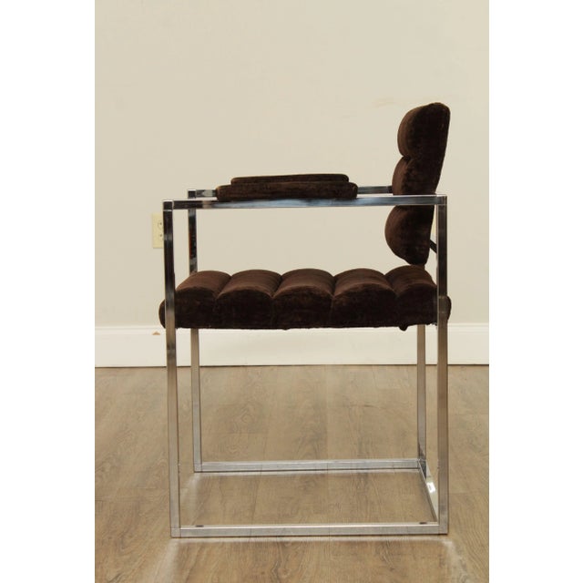 1970s Mid Century Modern Milo Baughman Style Chrome Frame Armchair For Sale - Image 5 of 13