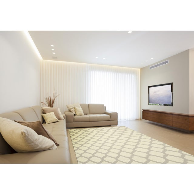 10x14 Maya Moroccan Ivory Geometric Modern Flatweave Wool Carpet Rug For Sale - Image 4 of 4