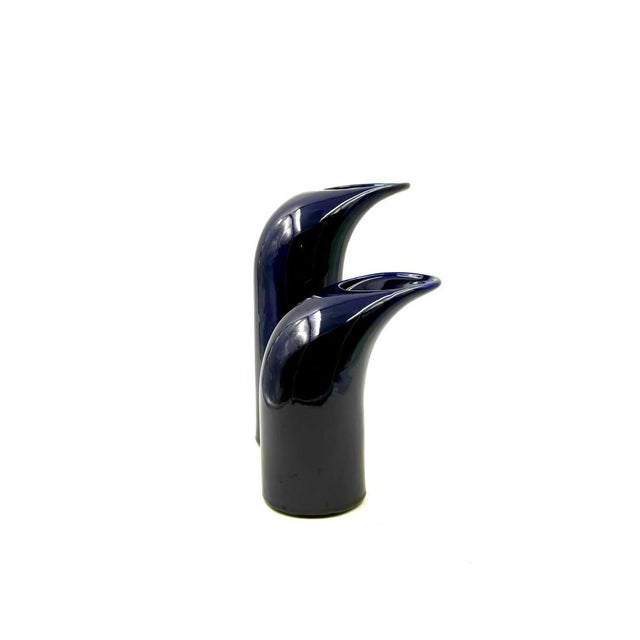 Space Age Blue Ceramic Vase, Italy, 1970s, Set of 2 For Sale - Image 9 of 18