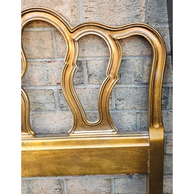 Gold Near Pair Drexel Mid Century Provincial Style Giltwood Twin Size Headboards - Set of 2 For Sale - Image 8 of 9
