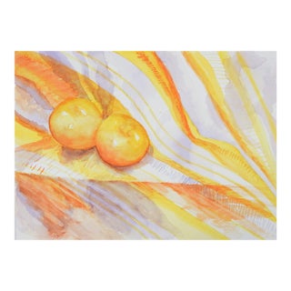 Late 20th Century Oranges Still Life Watercolor Painting For Sale