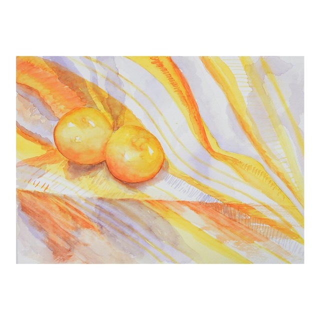 Late 20th Century Oranges Still Life Watercolor Painting For Sale