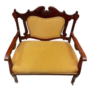 1970s Striped Loveseat W/ Wheels For Sale