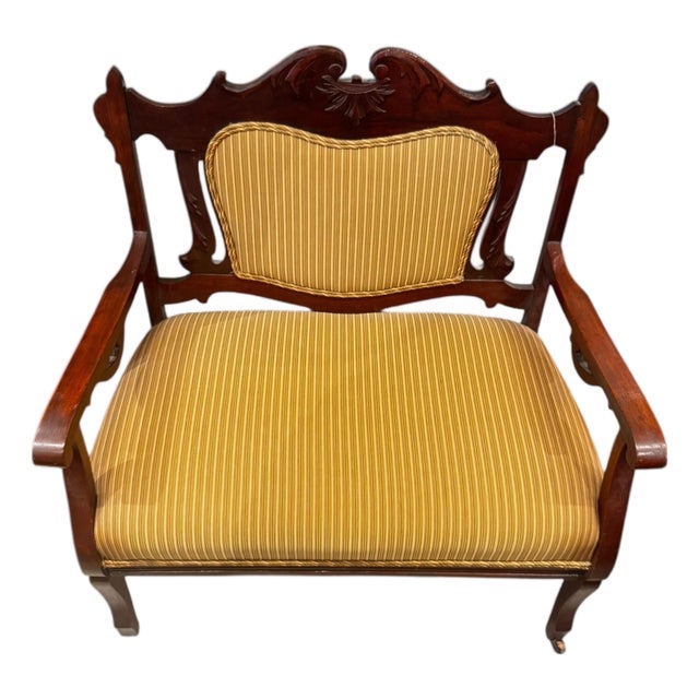 1970s Striped Loveseat W/ Wheels For Sale