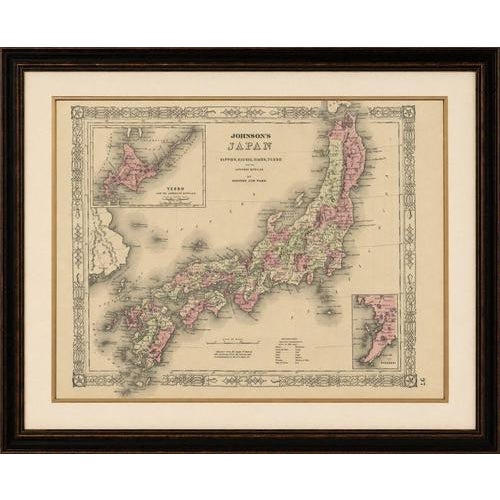 Antique Map of Japan by Johnson & Ward, Decorative Civil War Era Atlas Map Fine and highly decorative antique map of Japan...