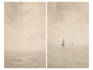 Minimal Coastal Horizon Pair, Soft Seascape Art Prints, 24" × 36" (Set of 2)