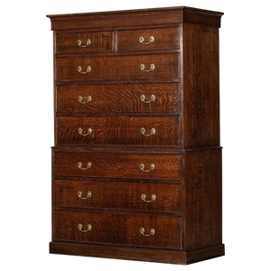 Large English Oak Tallboy Chest Drawers, 1870