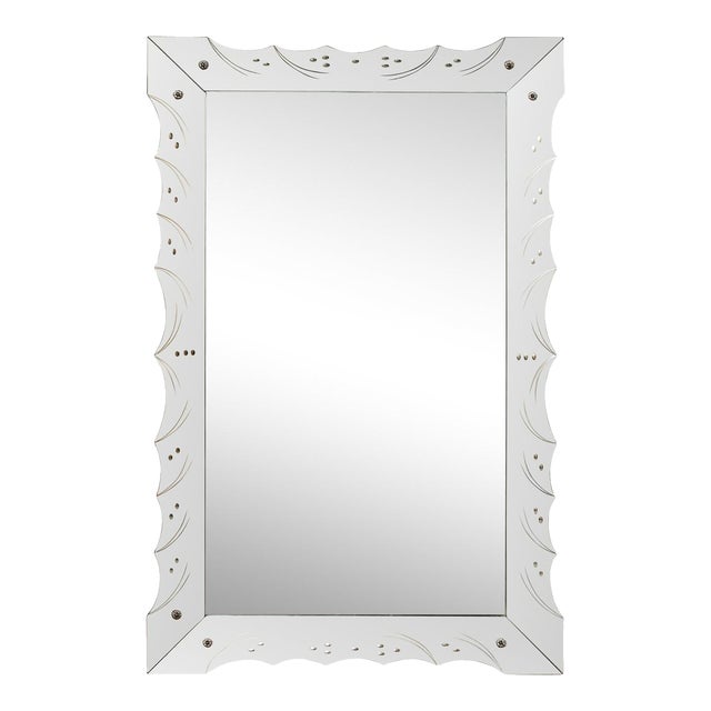 Mid 20th Century Italian Mirror with Scalloped Mirror Surround For Sale