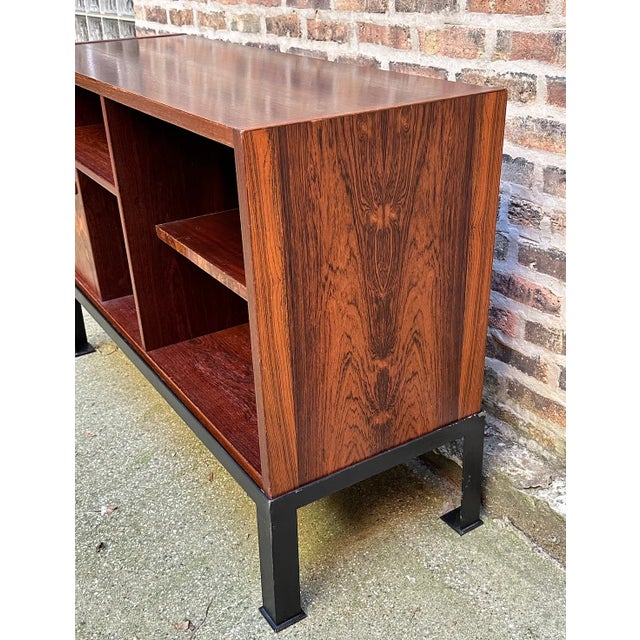Mid Century Rosewood Cabinet on Custom Made Iron Base, Denmark, Circa 1960s For Sale - Image 4 of 12