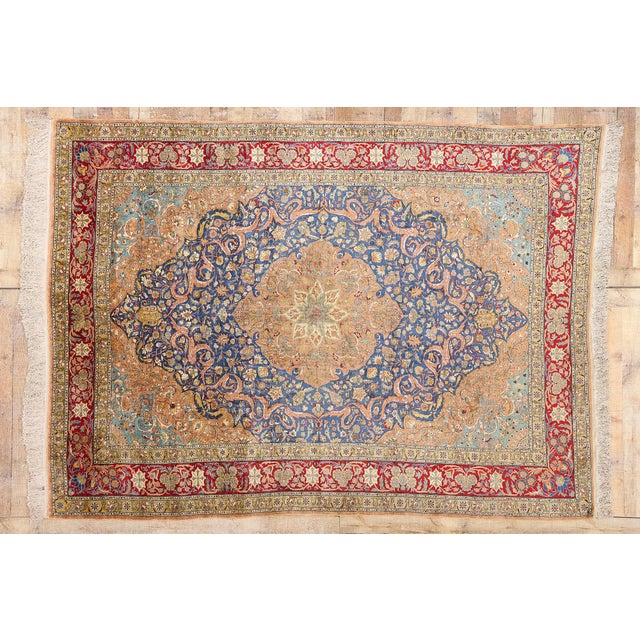 Vintage Turkish Silk Hereke Rug, 07'00 X 09'08 For Sale - Image 9 of 10