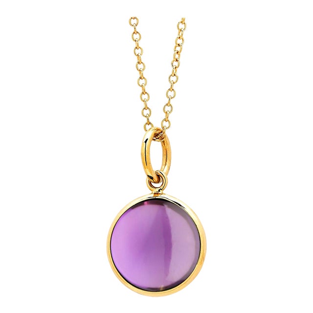 Syna Yellow Gold Amethyst Chakra Charm Pendant For Sale