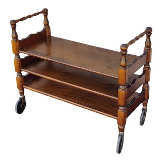 Vintage English Mahogany Three Tier Trolley/Cart - Server For Sale