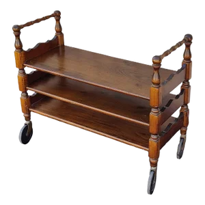 Vintage English Mahogany Three Tier Trolley/Cart - Server
