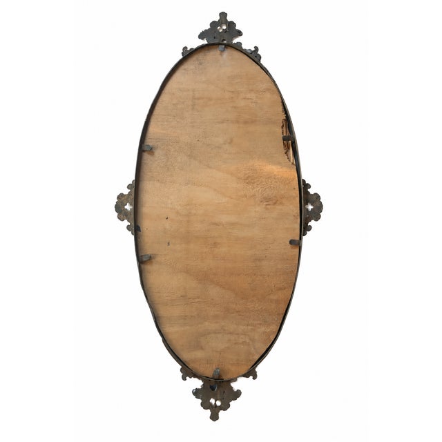 Mid-Century Modern Vintage Mid-Century Abstract Gold & Black Impasto on Wood in Ornate Gilt Tall Oval Frame For Sale - Image 3 of 6