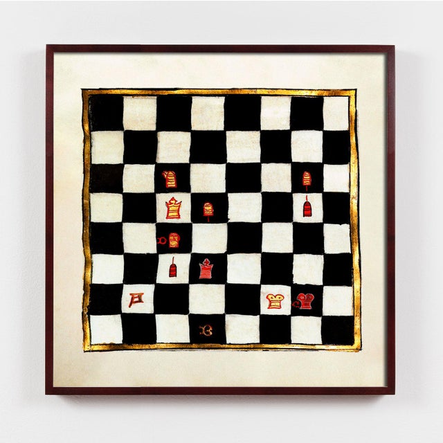 This set of 4 antique chess prints were restored from a late 14th century French manuscript detailing chess strategy....