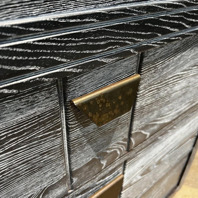 1940s Starline Los Angeles Hollywood Cerused Oak Tall Highboy Dresser