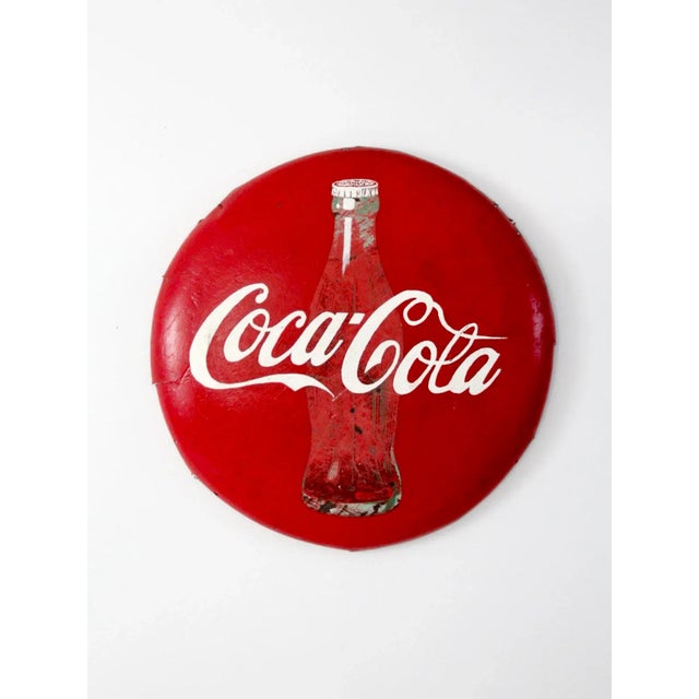 Vintage Coca-Cola Button Sign For Sale - Image 9 of 9
